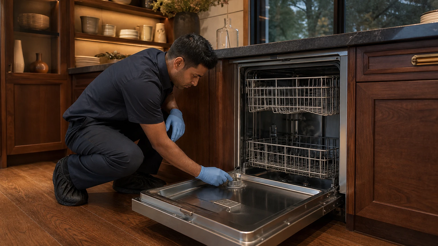 Panel-ready dishwasher diagnostic visit in the service area