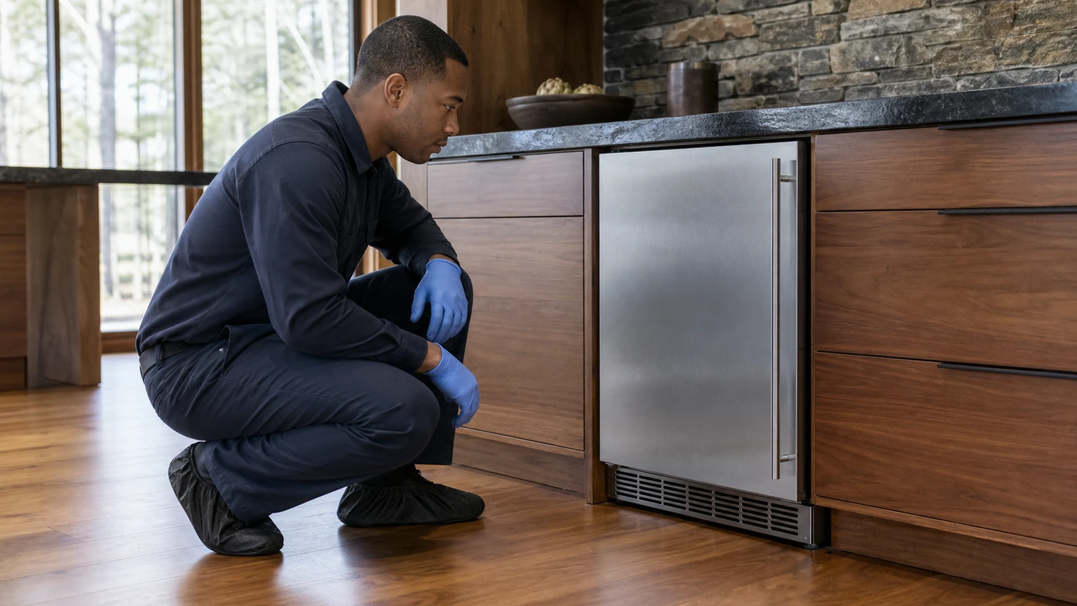 Undercounter ice maker diagnostic visit in the service area